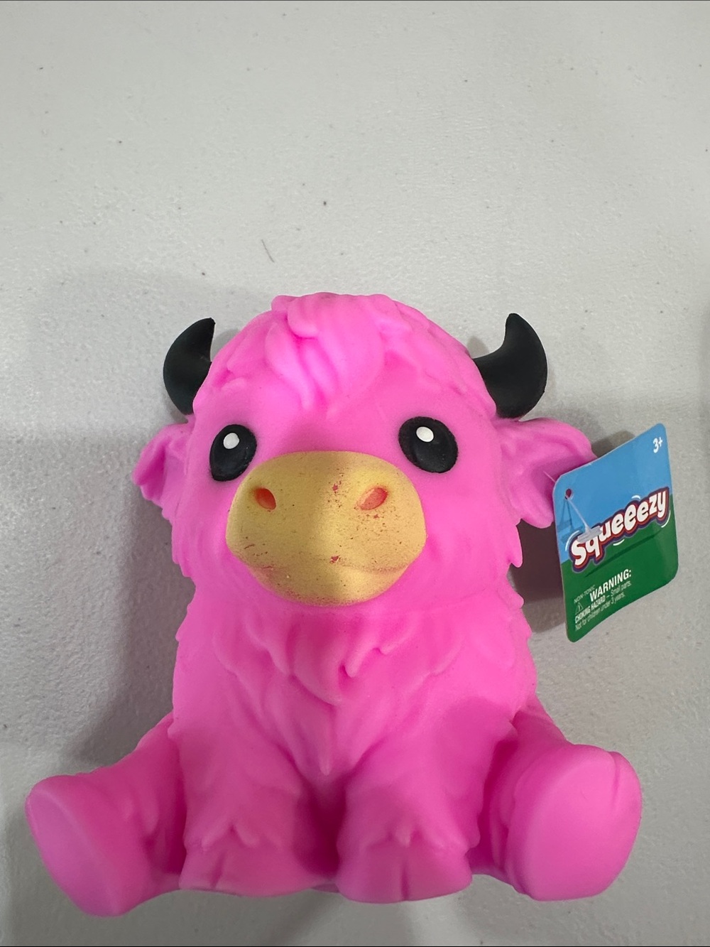 Squeeze Pink Plush Yak with Yellow Snout and Black Horns